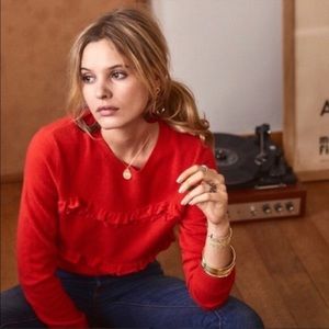 Sezane Andreas Ruffle Wool Cashmere Jumper Sweater